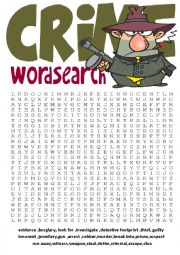 English Worksheet: Wordsearch Series 6-Crime wordsearch and other vocabulary exercises