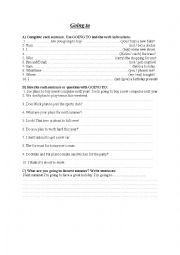 English Worksheet: going to 