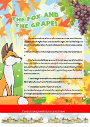 English Worksheet: The Fox and the Grapes Fable