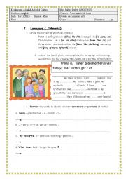 English Worksheet: mid term test n 1