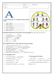 English Worksheet: 1st quiz for common core students