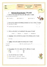 English Worksheet: Mid-term Eng Test Second IT/Sc