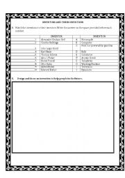 English Worksheet: Inventions and Inventors Quiz