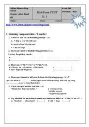 mid term test 1 9th graders  2