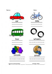 English Worksheet: The Wheels on the Bus Song & Worksheet