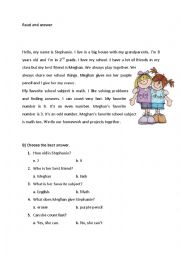 English Worksheet: reading comprehension