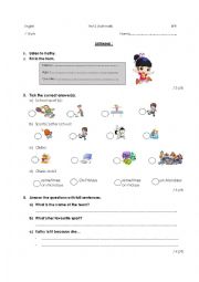 English Worksheet: Listening on sports (test or exercise)