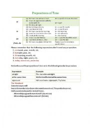 English Worksheet: Preposition of Time