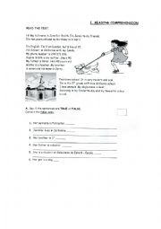 English Worksheet: READING COMPREHENSION