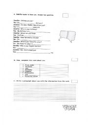 English Worksheet: Personal identification