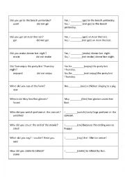 English Worksheet: Past Simple Question and Answer Cards