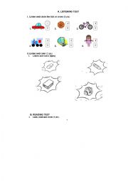 English Worksheet: GRADE 1 : test 