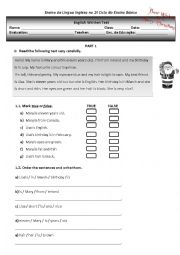 English Worksheet: English test 4th graders