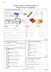 English Worksheet: 1st Exam for Beginners