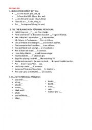 English Worksheet: Verb to be and pronouns