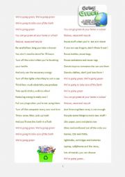 English Worksheet: Earth Day - Going Green Rap Song