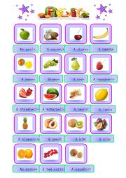 English Worksheet: fruit pictionary