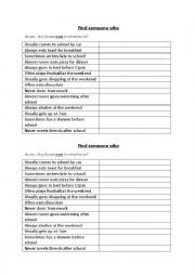 English Worksheet: Find Someone Who Daily Routine