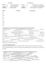 English Worksheet: Revision of Past Simple and Continuous