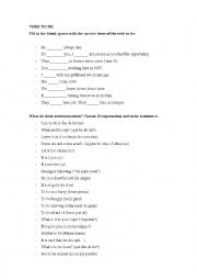 English Worksheet: Expressions with Verb to BE