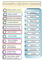 English Worksheet: Character adjectives