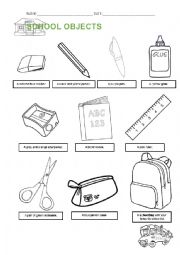 English Worksheet: School Objects