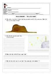 English Worksheet: The Little Prince Worksheet