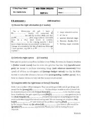 English Worksheet: MID Term TEST 1