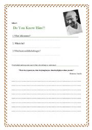 English Worksheet: Mahatma Gandhi