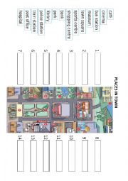 English Worksheet: places around the town