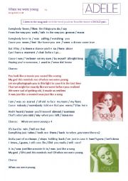 English Worksheet: SONG When we were young by ADELE