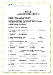 English Worksheet: a visit from a pen pal