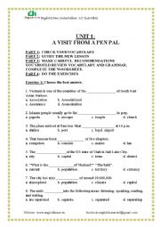 English Worksheet: a visit from a pen pal