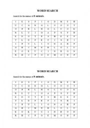 English Worksheet: Wordsearch-Animal