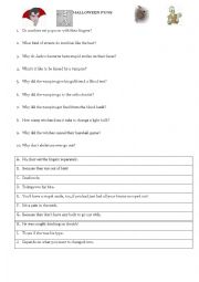 English Worksheet: Halloween jokes