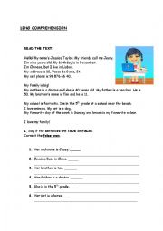 English Worksheet: reading practice