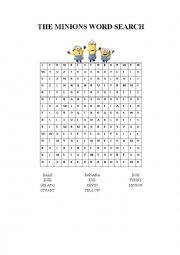 English Worksheet: The Minions Word Search