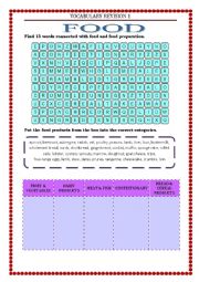 Vocabulary Revision 1 - Food with a key 