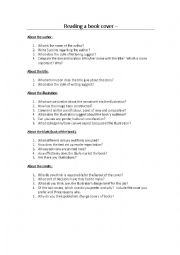 English Worksheet: Reading a book cover