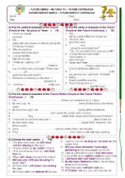 English Worksheet: Future tenses - TEST