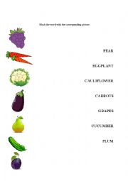 English Worksheet: Fruits and vegetables matching