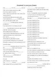 English Worksheet: Song Activity: Somebody to Love - Queen