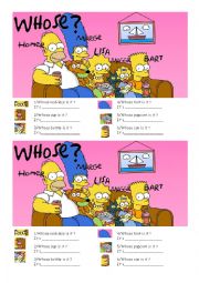 English Worksheet: Whose is it with the Simpsons