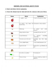 English Worksheet: Idioms and Sayings about Food