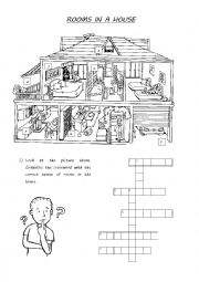 English Worksheet: Rooms in a house