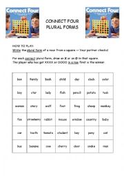 English Worksheet: Plural Game (Connect Four)