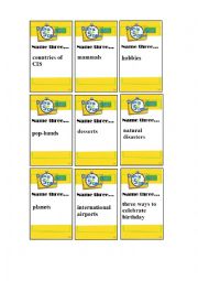 English Worksheet: 5 second rule cards. Part 1.