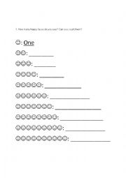 English Worksheet: How many happy faces do you see?