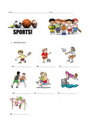 English Worksheet: Sports / can, cant