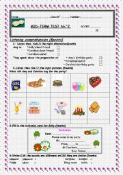 English Worksheet: mid term test n:2 8th form